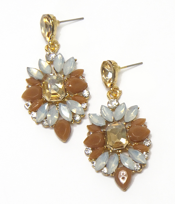 MULTI SIZE CRYSTALS FLOWER EARRINGS