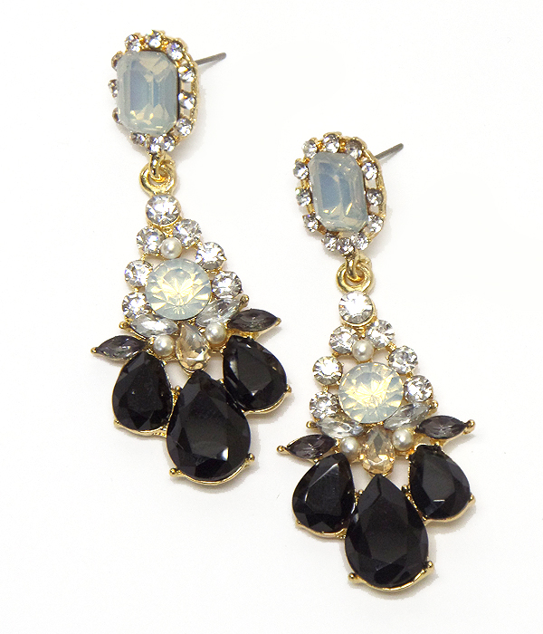 Linked multi size crystals earrings 