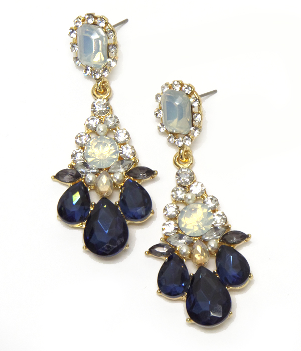 Linked multi size crystals earrings 