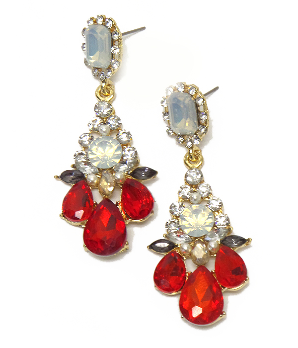 Linked multi size crystals earrings 