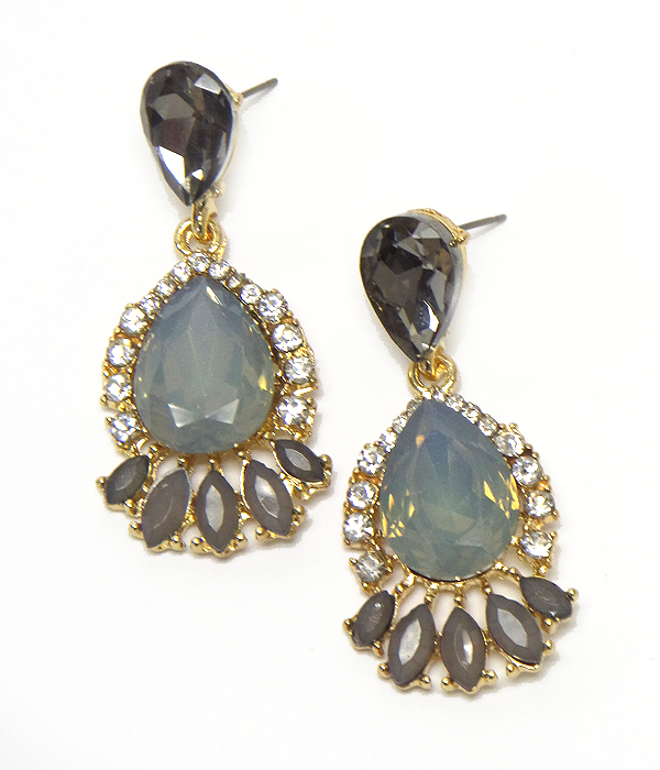 TEARDROP CENTER WITH MULTI CRYSTALS EARRINGS