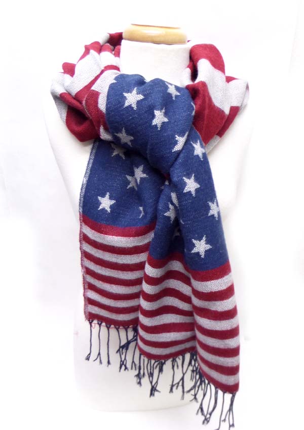 American flag fringe scarf