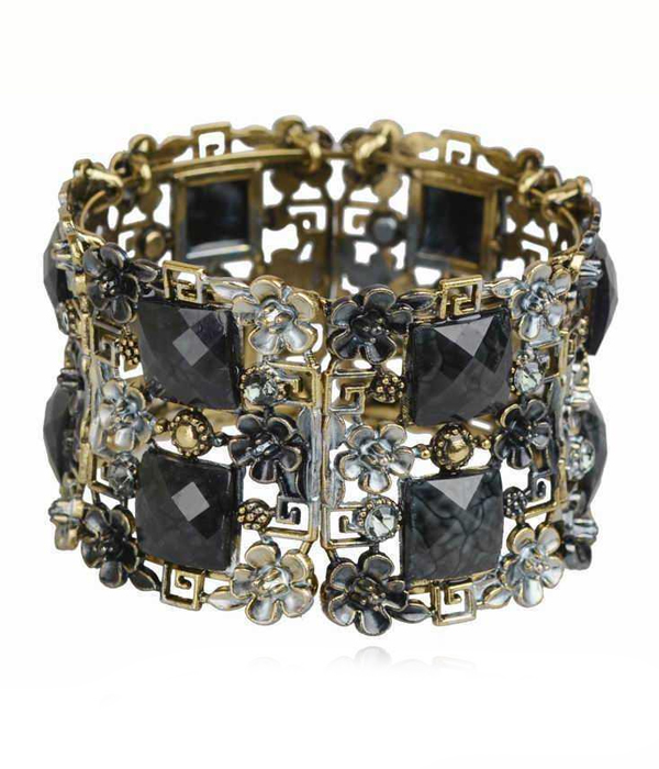 Multi stones flower stretch bracelet 