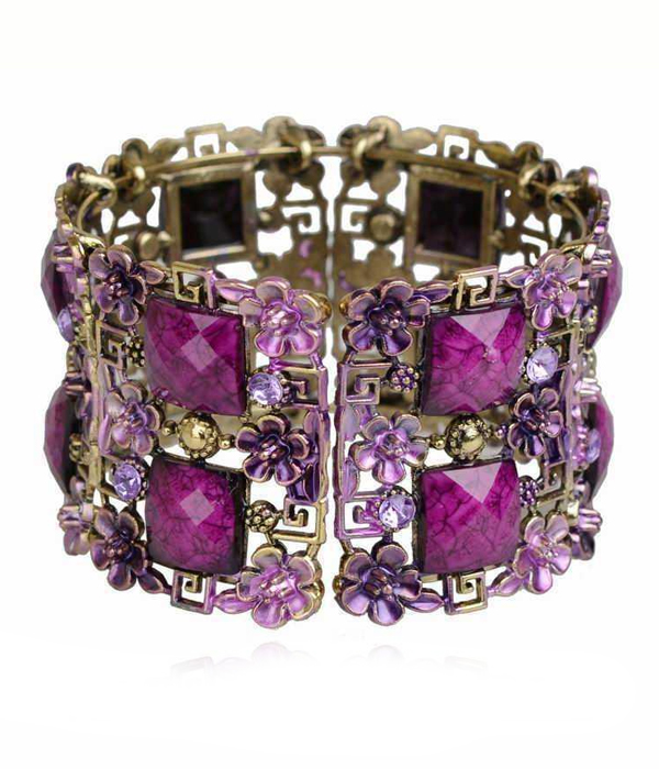 Multi stones flower stretch bracelet