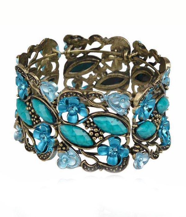 Multi stones flower stretch bracelet 