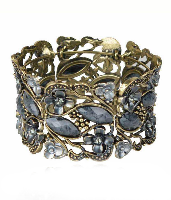 Multi stones flower stretch bracelet 