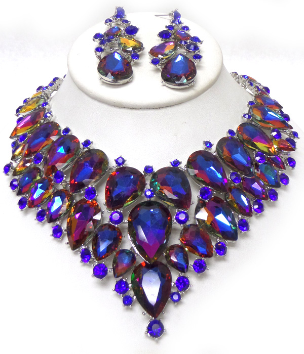 Luxury class victorian style and austrian crystal party necklace set