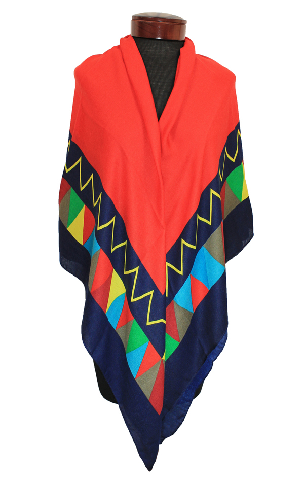 Geometric border square scarf