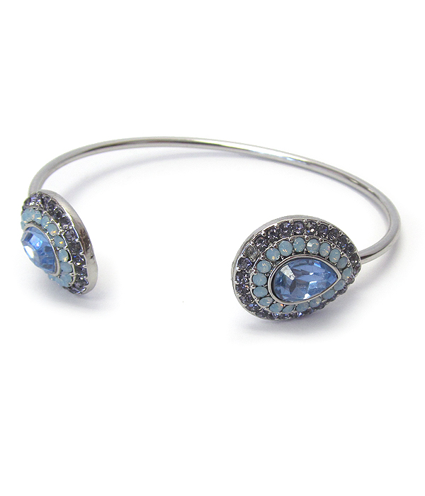 Crystal teardrop tip wire bangle bracelet
