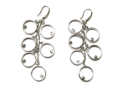 Multi round metal and crystal drop cluster earring