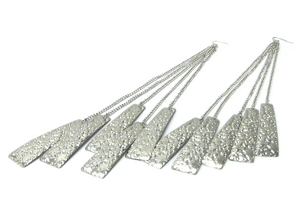 8 inch super long hammered long metal bar dangle earrings