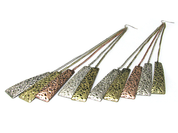8 inch super long hammered long metal bar dangle earrings