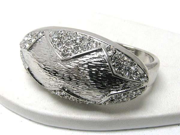 Crystal stud metal oval glam punk dual finger ring