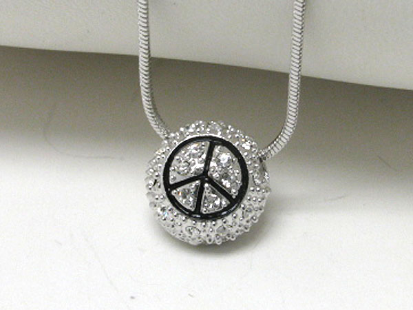 Made in korea whitegold plating crystal stud small peace ball pendant necklace