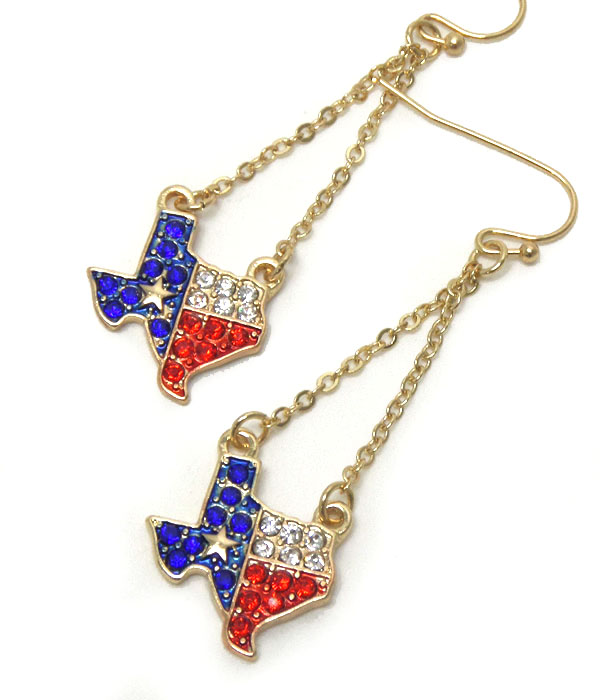 Premier electro plating crystal state of texas earring