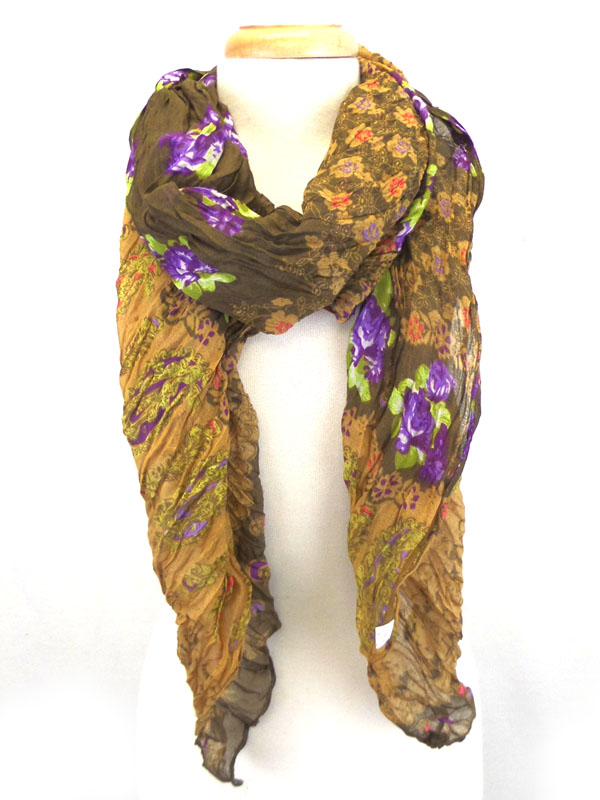 Ameba print wrinkled scarf 