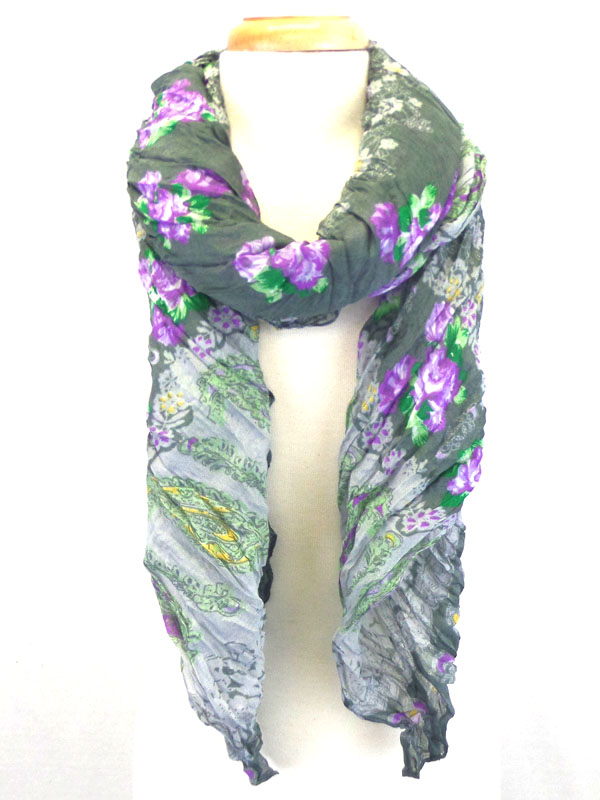 Ameba print wrinkled scarf 