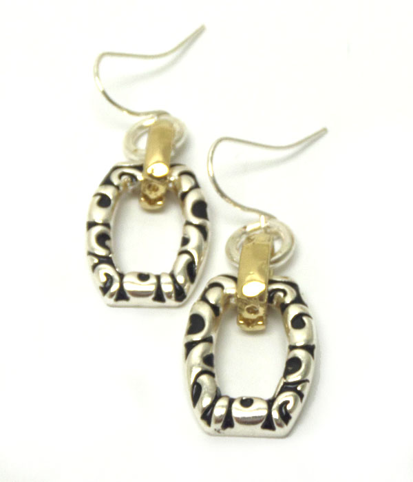 Metal textured hook earrings 