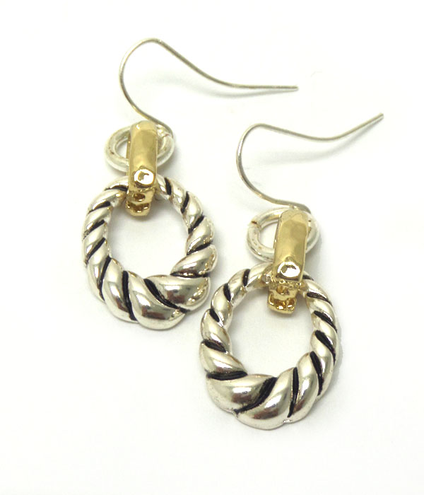 Metal textured hook earrings