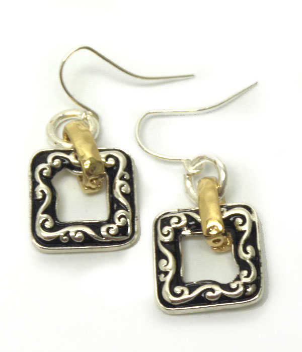 Metal textured hook earrings