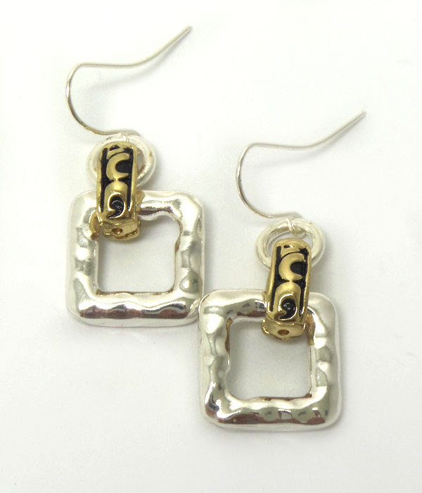 Metal textured hook earrings 