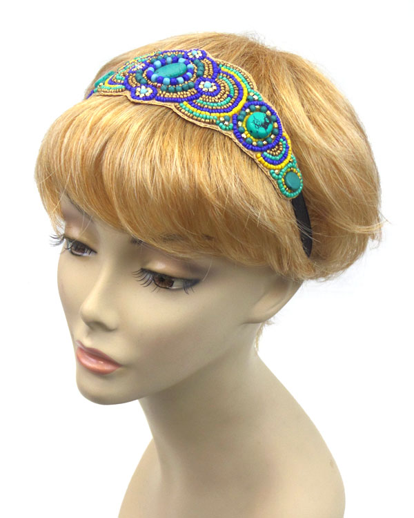 Handmade multi beads and stone headband