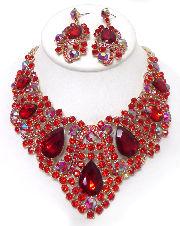 Luxury class victorian style and austrian crystal party necklace set