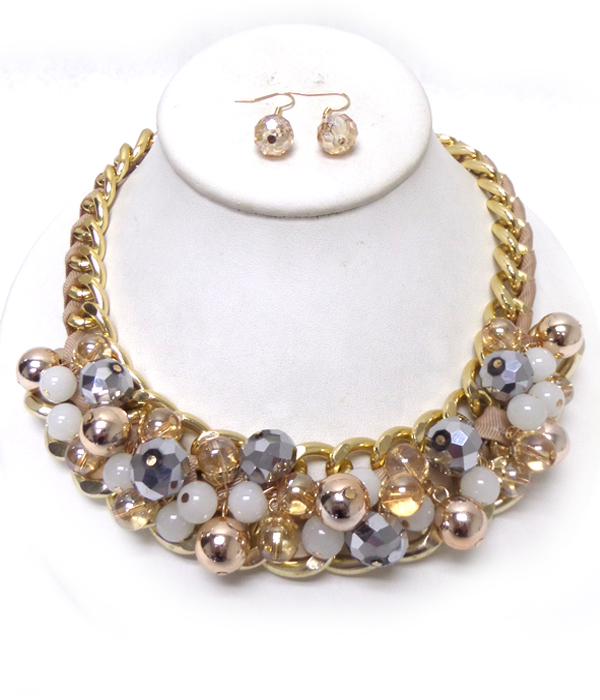 Chunky multibeads chain necklace set 