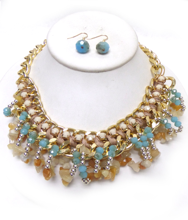 Chunky multibeads chain necklace set