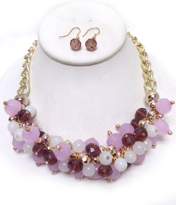 Chunky multibeads chain necklace set 