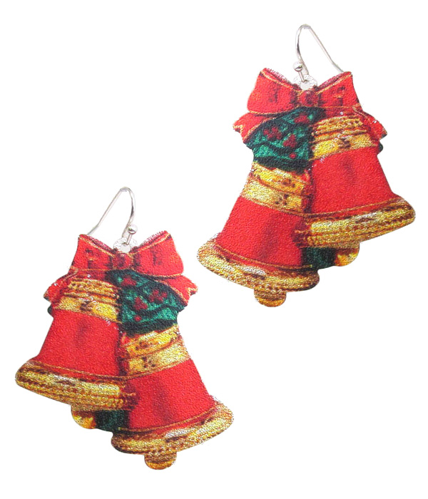 CHRISTMAS THEME METAL SHEET EARRING - BELL