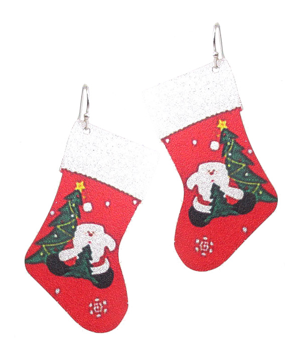 Christmas theme metal sheet earring - socks