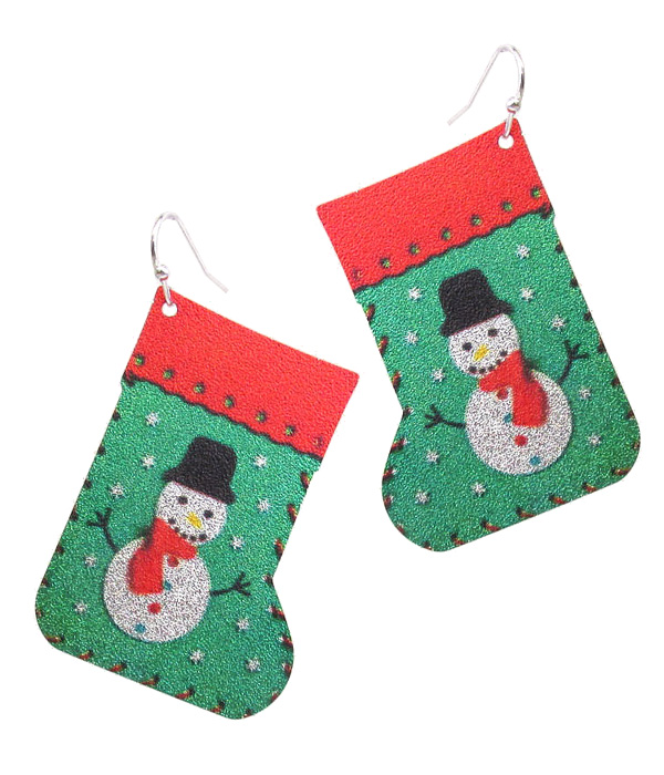 Christmas theme metal sheet earring - socks