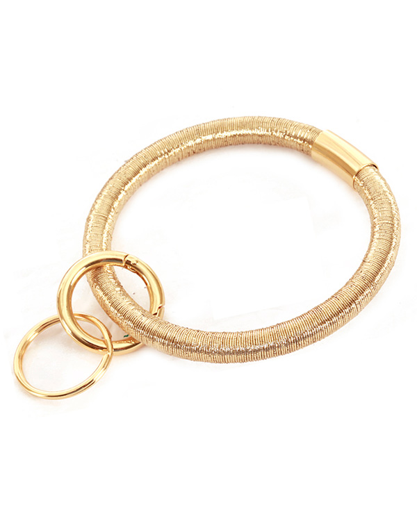 Keyring fabric bangle bracelet with key chain