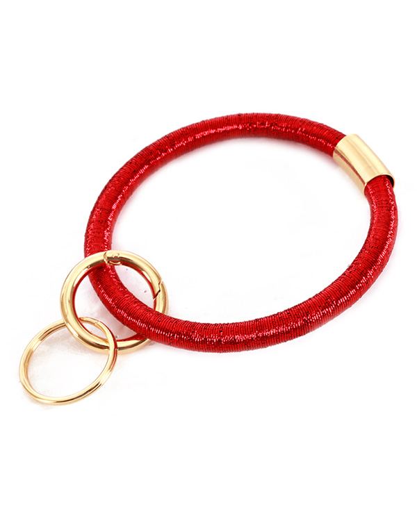 Keyring fabric bangle bracelet with key chain