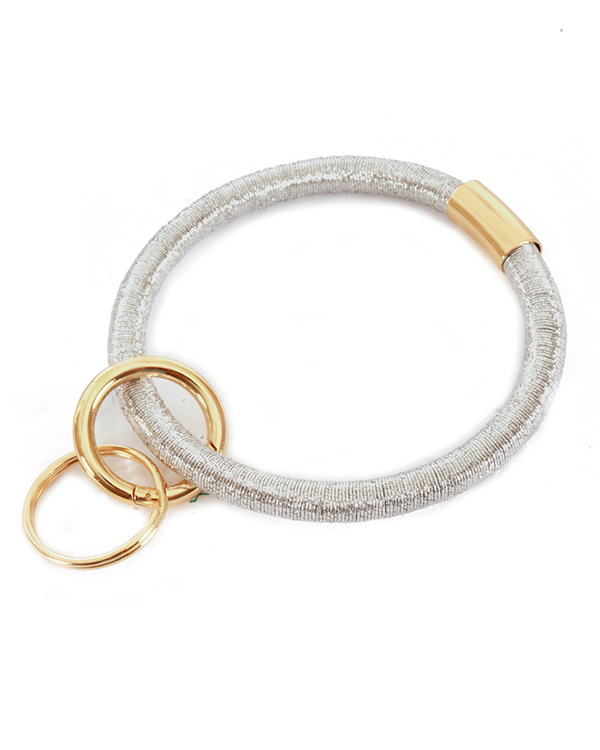 Keyring fabric bangle bracelet with key chain