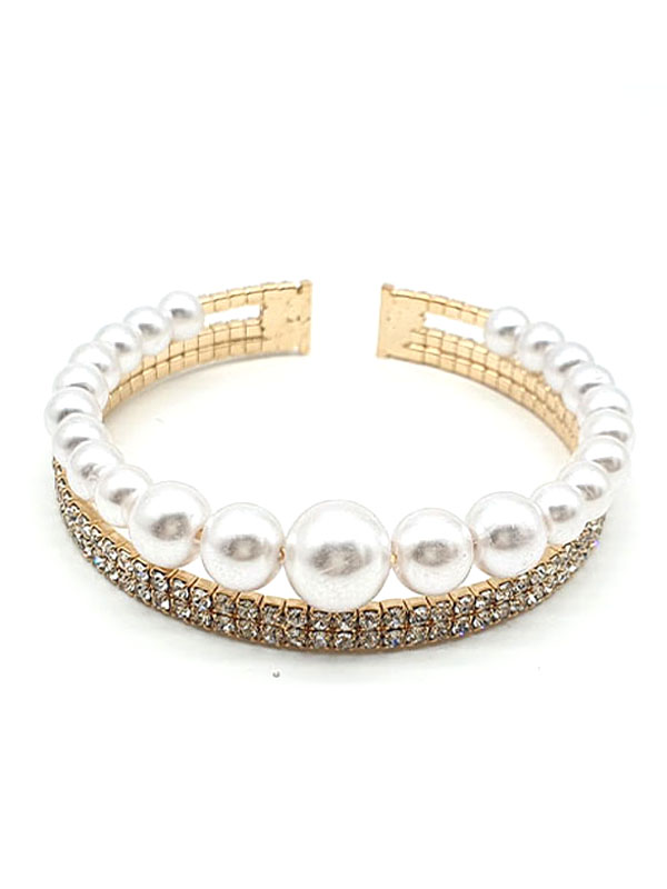 PEARL AND RHINESTONE WEDDING OR PARTY COIL BRACELET