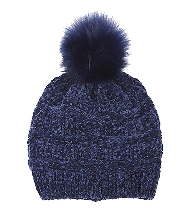 GLENILLE BEANIE POMPOM HAT - 100% POLYESTER