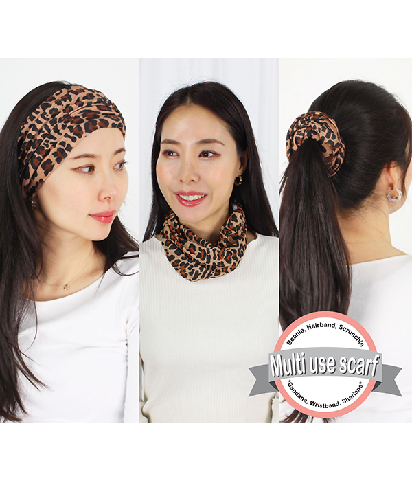 LEOPARD MULTI USE HEADBAND - 100% POLYESTER MICROFIBER