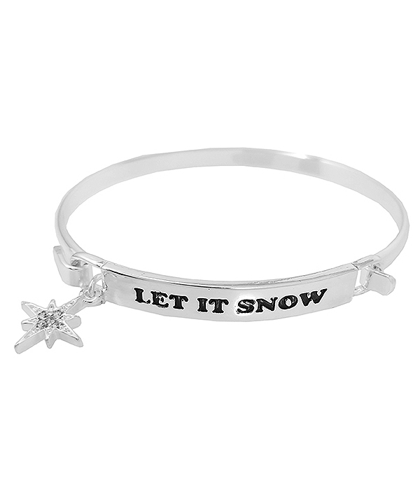 CHRISTMAS THEME WIRE BANGLE BRACELET - LET IT SNOW