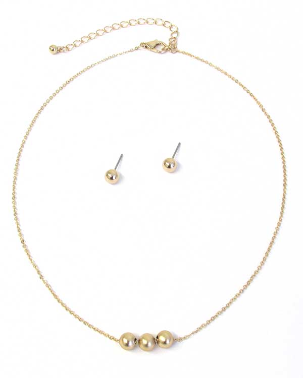 TRIPLE METAL BALL NECKLACE SET