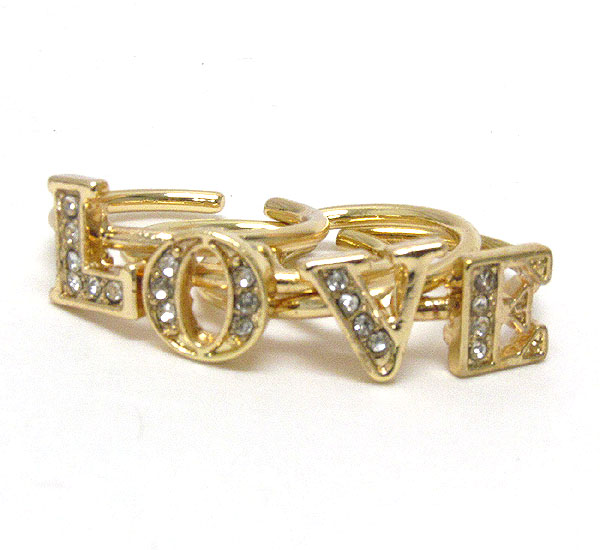 Crystal love message wire ring set of 4