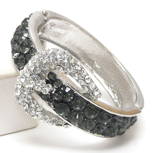 Crystal stud belt buckle hinge bangle bracelet