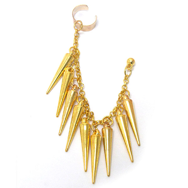 Multi spike and chain drop earring