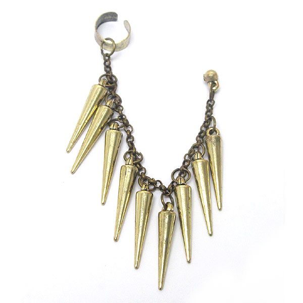 Multi spike and chain drop earring