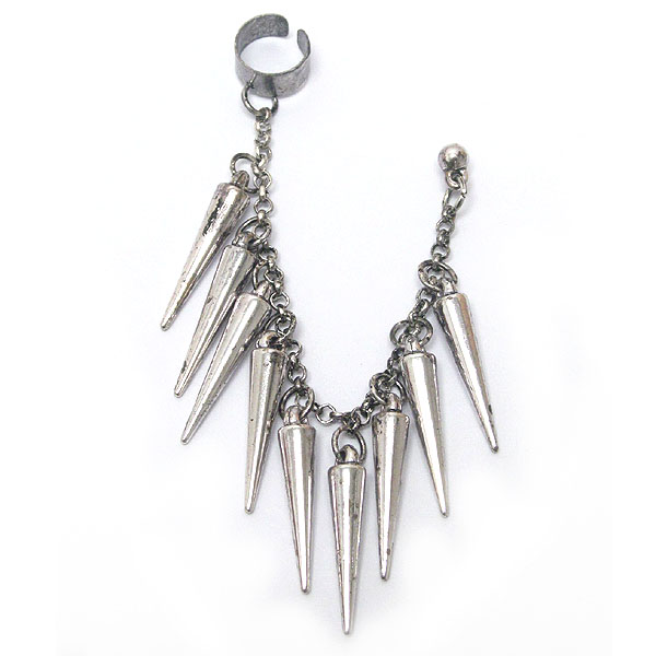 Multi spike and chain drop earring