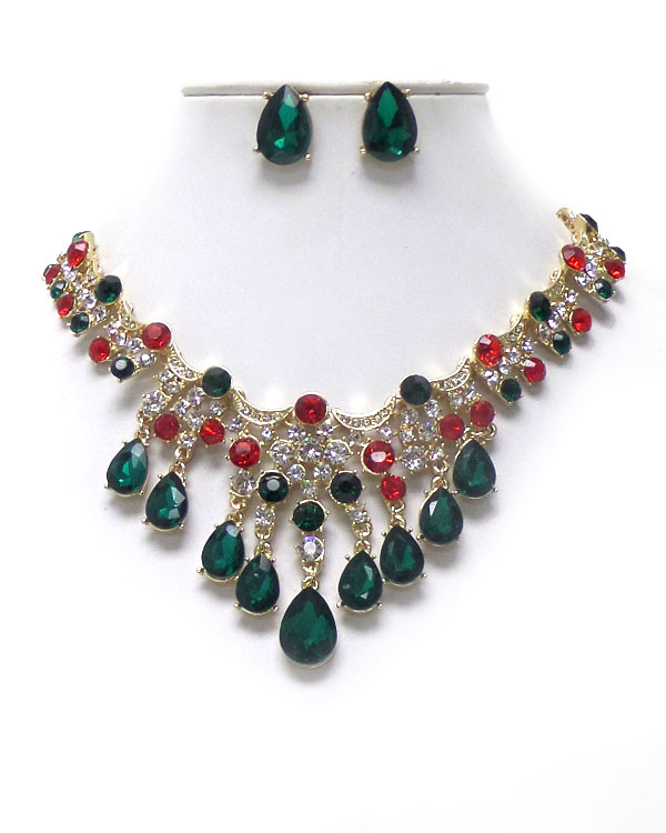 Luxury class victorian style and austrian crystal deco party necklace earring set