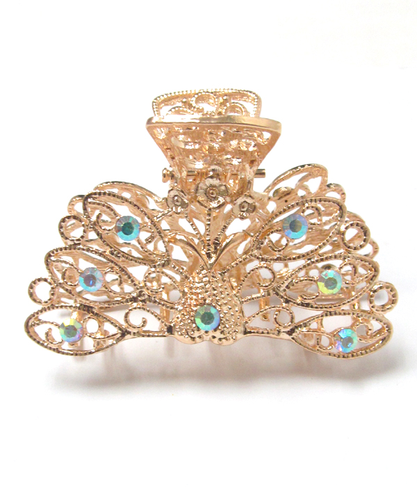 Crystal peacock hair claw