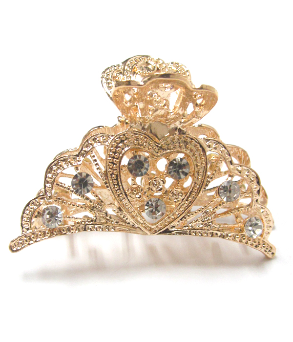 Crystal heart hair claw