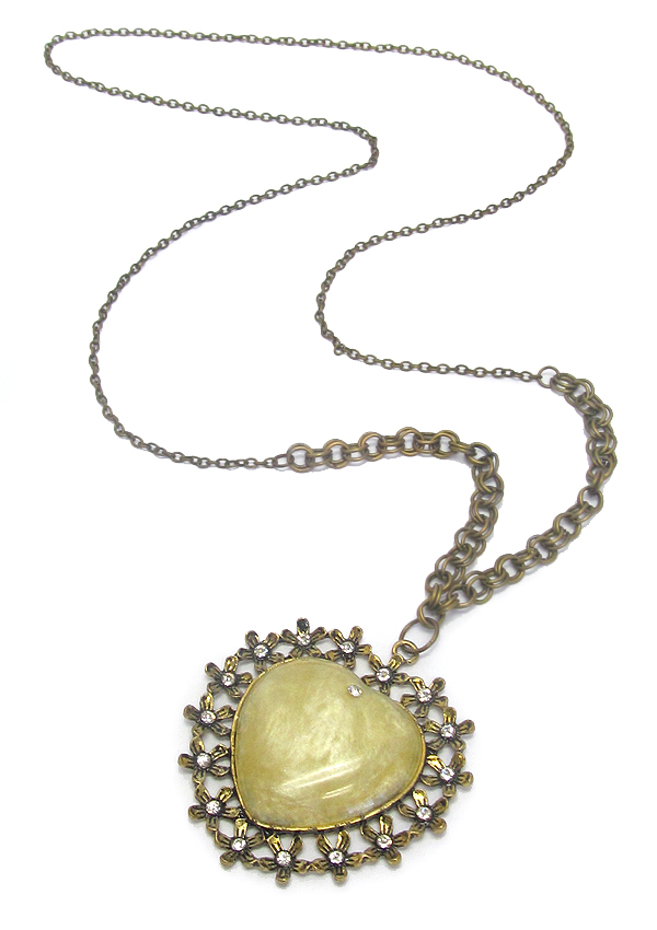 Puffy heart pendant long necklace